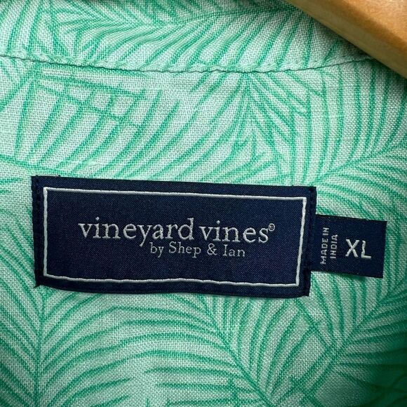 Vineyard Vines Green Palm Linen Short Sleeve Button Down Shirt Mens XL - Picture 2 of 7